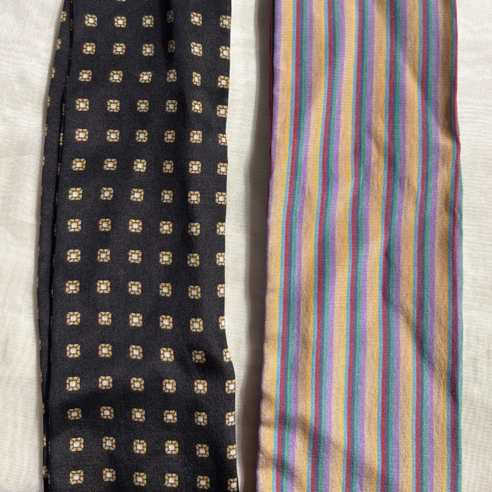Vintage Silk Scarf Lot Baar & Beards Hollon NY Geometric Stripe‎ Skinny Scarves